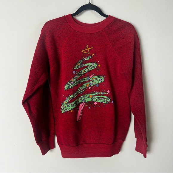 Vintage 80s 90s Christmas Tree Crewneck Sweatshirt Made in USA - Picture 8 of 10